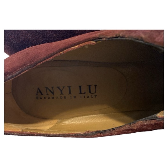 Anyi Lu Italian Suede Burgundy Booties with 3 Inch Heel EU Size 40.5 - Picture 11 of 11